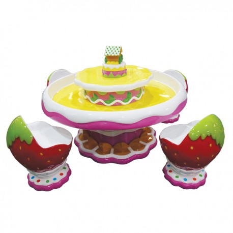 TAVOLO FRAGOLA CON 4 SEDIE DIM CM. 129 X 129 X 100 (H) INCLUSI KG.40 SABBIA CINETICA